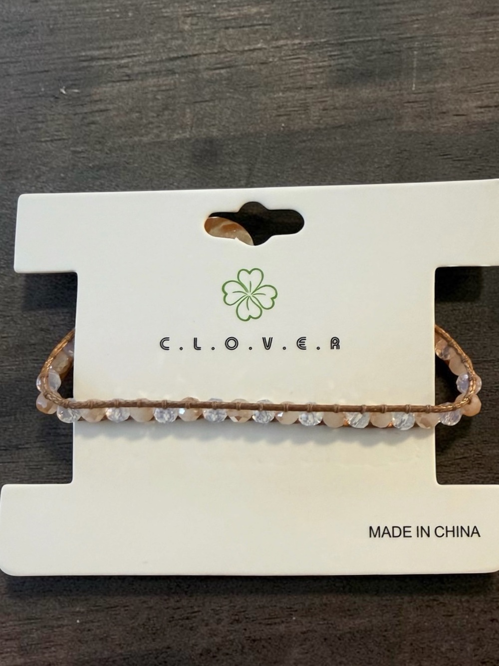 CLOVER BEADED DOUBLE STRAND ADJUSTABLE BRACELET